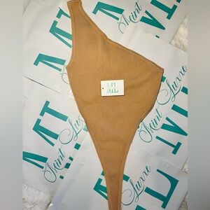 Tan One-Shoulder crop top